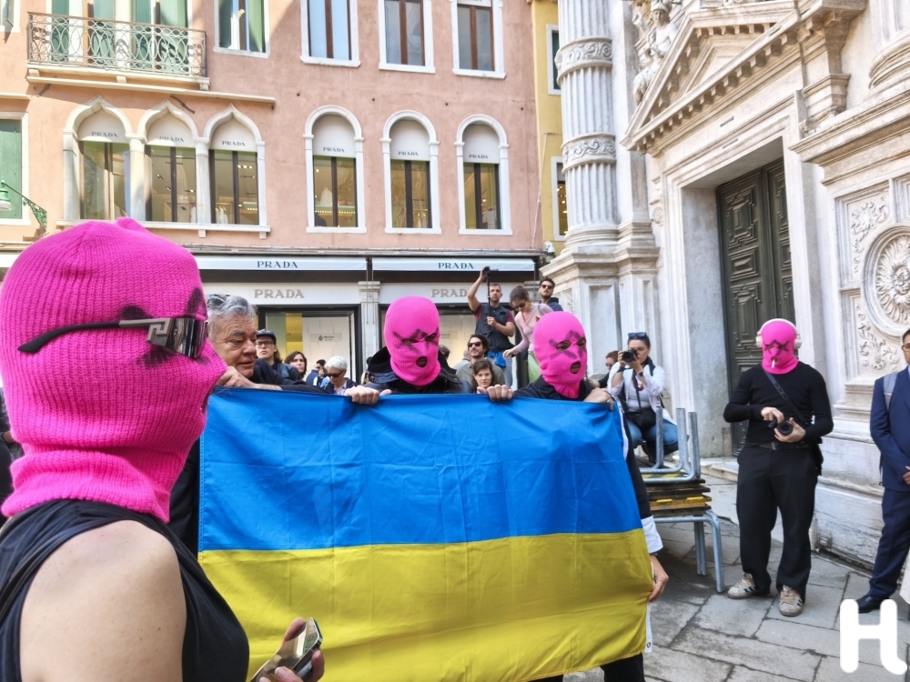 Protesters at Venice Biennale 2026
